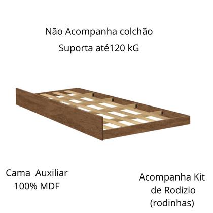 Imagem de Cama Auxiliar Padrão Solteiro Resistente com Rodízios 100% MDF 