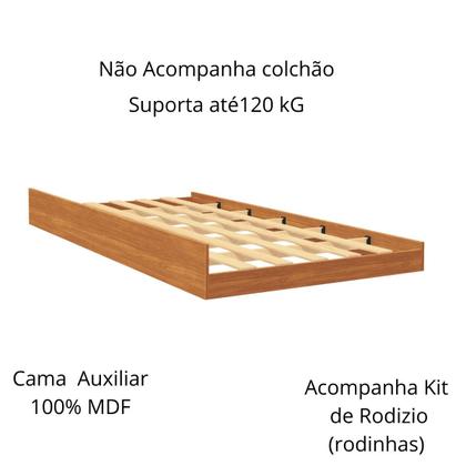 Imagem de Cama Auxiliar Padrão Solteiro Resistente com Rodízios 100% MDF 