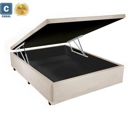 Imagem de Cama Base Box Baú Casal Super Confort Sintético Bege + Colchão Casal Super Confort D33  28x138x188