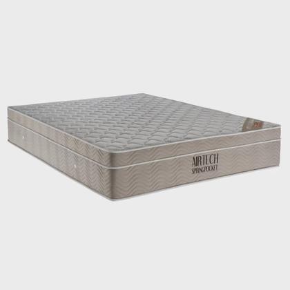 Imagem de Cama Base Box Casal Cinza Colchão Molas Ensacadas Airtech SpringPocket 138x188 - Ortobom