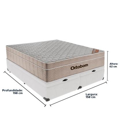 Imagem de Cama Baú Branco Colchão Airtech SpringPocket Queen Ortobom