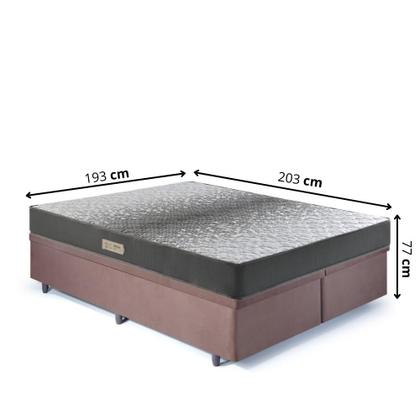 Imagem de Cama Baú King 193x203 Suede Marrom com Dual Firm Espuma Ecoflex