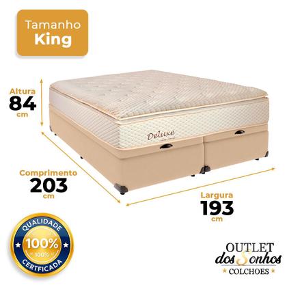 Imagem de Cama Baú King e Colchão Deluxe Molas Ensacadas Colchobel Ocre