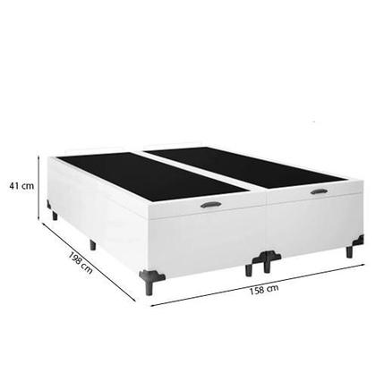 Imagem de Cama Baú Queen 158 Tecido Sintético Branco Com Colchão Miller Bello Box - 100% Espuma - D33 Cinza 55x158x198