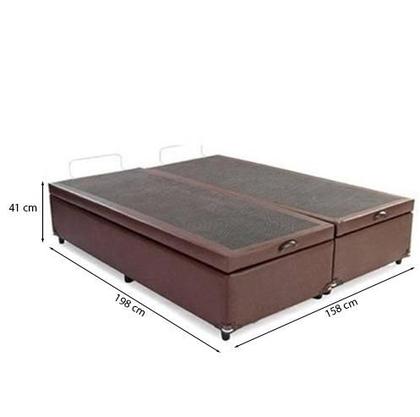 Imagem de Cama Baú Queen 158 Tecido Sintético Marrom Com Colchão Polônia Bello Box - D28 66x158x198