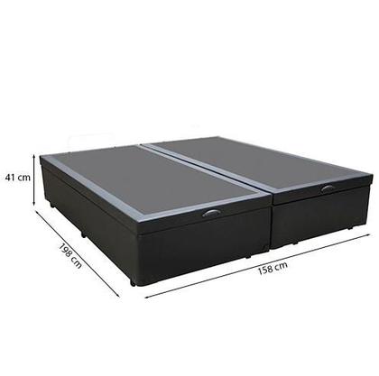 Cama Baú Queen 158 Tecido Sintético Preto Com Colchão Marrocos - Poliéster - Espuma D33 30cm - Bello Box Imagem de Cama Baú Queen 158 Tecido Sintético Preto Com Colchão Marrocos - Poliéster - Espuma D33 30cm