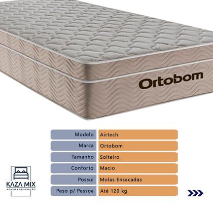Imagem de Cama Baú Solteiro Bege+Colchão Airtech Molas Ortobom