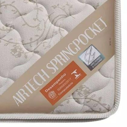 Imagem de Cama Baú Solteiro Cinza Colchão Molas Ensacadas Airtech SpringPocket 88x188 - Ortobom