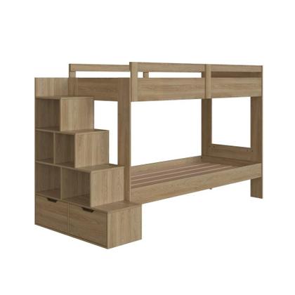Imagem de Cama Beliche Infantil com Escada e Nichos Marrom