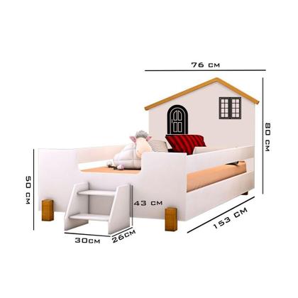 Imagem de Cama Belíssima Com Escada E Colchão  Design Lúdico E Estrutura 100% Mdf
