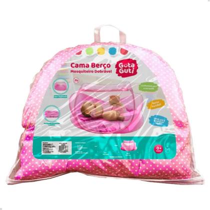 Imagem de Cama berço infantil com mosquiteiro dobravel rosa - dm toys
