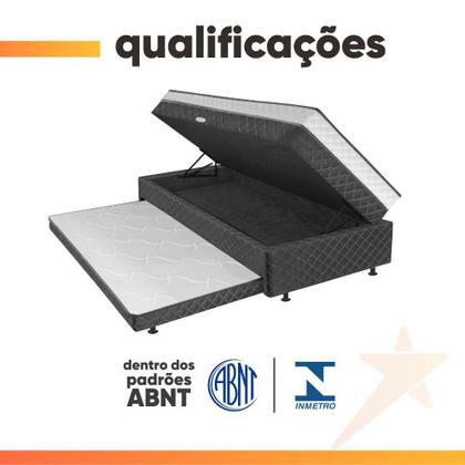 Imagem de Cama Bibox Com Baú Solteiro Ortopédica Com Cama Auxiliar Conjugada 88x188x51cm Gabi Cinza/branco