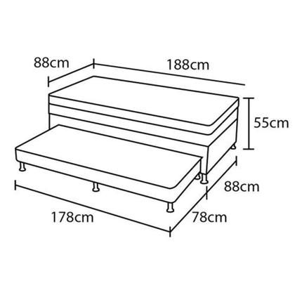 Imagem de Cama Bibox Solteiro com Espuma Baú e Auxiliar com 2 Colchões Inclusos RR Colchões
