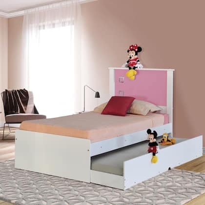 Imagem de Cama Bibox Solteiro Reino Branco/Rosa G68 - Gran Belo