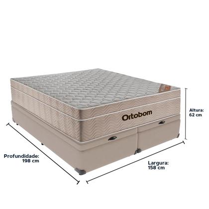 Imagem de Cama + Box Airtech Colchão Ortobom Queen com Baú Bege SpringPocket