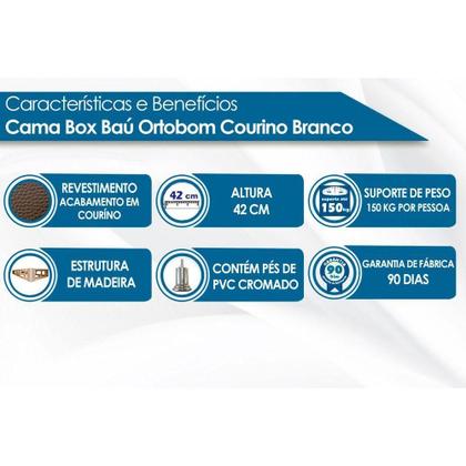 Imagem de Cama Box Base Queen Universal Courano White (158x198x30) - Ortobom