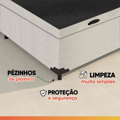 Imagem de Cama Box Baú Base Casal para Colchão de 1,38m Linho Branco Prince