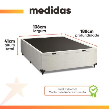Imagem de Cama Box Baú Base Casal para Colchão de 1,38m Linho Branco Prince