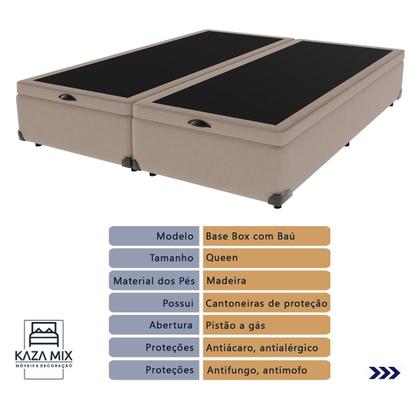 Imagem de Cama Box Baú Bege e Colchão Queen Royal Comfort Plus Molas LFK Sealy