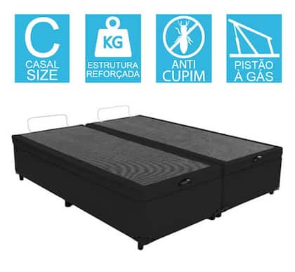 Imagem de Cama Box Baú Bipartido Casal + Colchão Portobel Egito Ortopédico D28 59x138x188