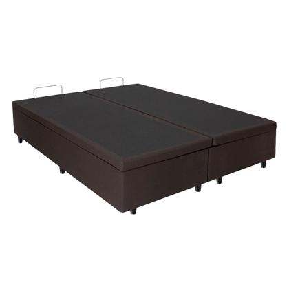 Imagem de Cama Box Baú Bipartido Frontal KING SIZE Bourbon Corano Linho Marrom - 193x203
