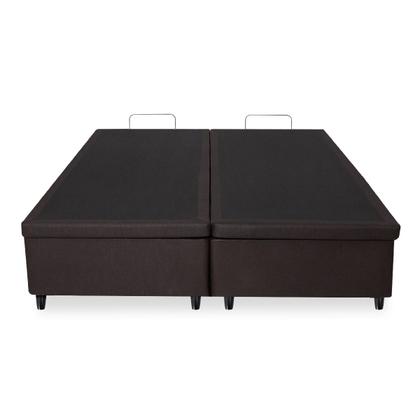 Imagem de Cama Box Baú Bipartido Frontal KING SIZE Bourbon Corano Linho Marrom - 193x203