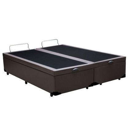 Imagem de Cama Box Baú Blindado Casal Bipartido Homequeen Sintético Marrom 41x138x188