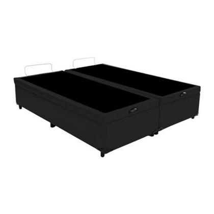 Imagem de Cama Box Baú Blindado Casal Bipartido Principe das Camas Suede Preto 138x188x41