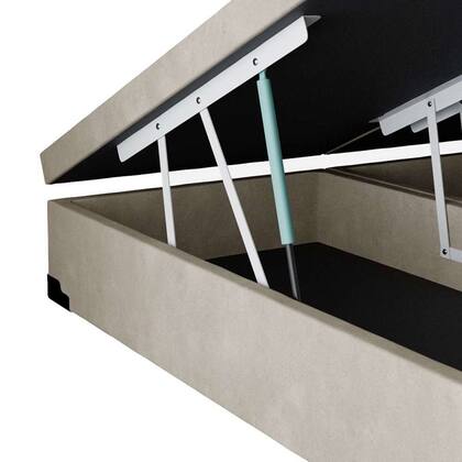 Imagem de Cama Box Baú Blindado King Bipartido AColchoes Suede Bege 41x193x203