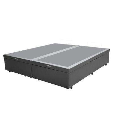 Imagem de Cama Box Baú Blindado Queen Bipartido Homequeen Sintético Cinza 41x158x198