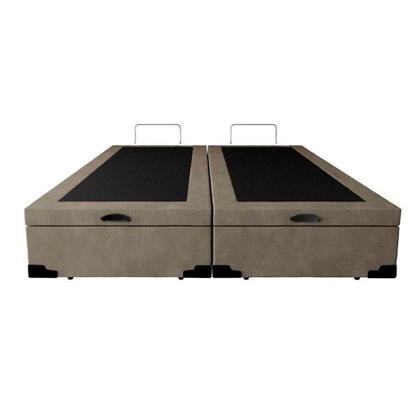 Imagem de Cama Box Baú Blindado Queen Bipartido Homequeen Suede Bege 41x158x198
