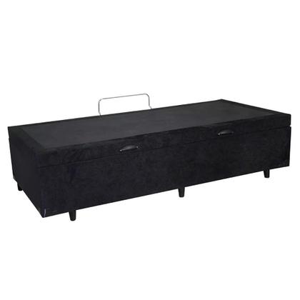 Imagem de Cama Box Baú Blindado Solteiro King Design Suede Preto 88x188x41