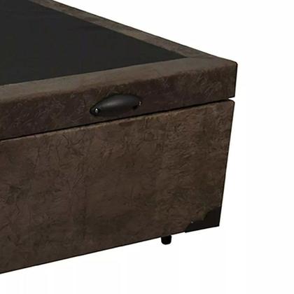 Imagem de Cama Box Baú Blindado Viúva Loja Xerife Suede Marrom 41x128x188