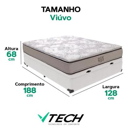 Imagem de Cama Box Baú Branco e Colchão Four Season Molas Ensacadas Viúvo V-Store 128x188x30