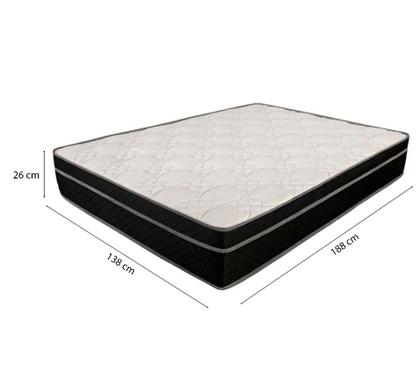 Imagem de Cama Box Baú Casal 138 Bipartido - Tecido Sintético Branco com Colchão Paris - Molas Ensacadas Preto 67x138x188