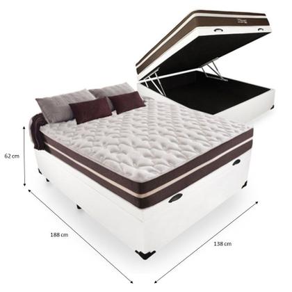 Imagem de Cama Box Baú Casal 138 Branco com Colchão Little Angel Mola Superlastic 62x138x188cm