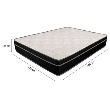 Imagem de Cama Box Baú Casal 138 Tecido Branco com Colchão Paris Molas Ensacadas Preto 56x138x188