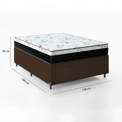 Imagem de Cama Box Baú Casal 138 Tecido Sintético com Colchão Espuma D33 One Face Preto Bello Box - 58x138x188