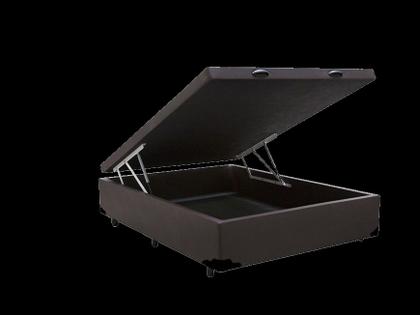 Imagem de Cama Box Baú Casal 138 Tecido Sintético Marrom com Colchão Lisboa Espuma D28 Preto