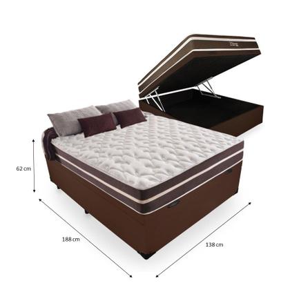 Imagem de Cama Box Baú Casal 138 Tecido Sintético Marrom com Colchão Little Angel - Bello Box - Mola Superlastic 62x138x188cm