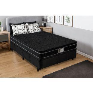 Imagem de Cama Box Baú Casal 138x188x42 Califórnia Preto Sofá Casa