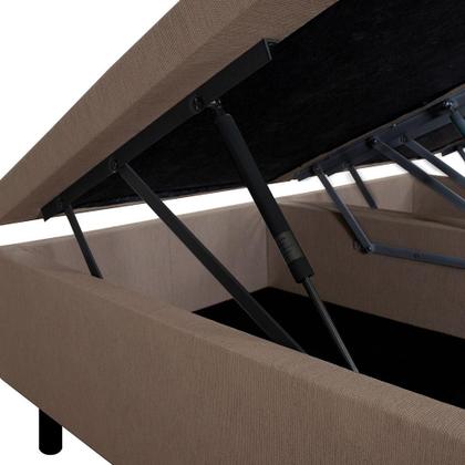 Imagem de Cama Box Baú Casal Bipartido 138x188x42cm Bege com Pistão a Gás