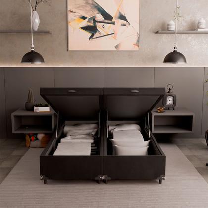 Imagem de Cama Box Baú Casal Bipartido - 44x138x188cm - Várias Cores