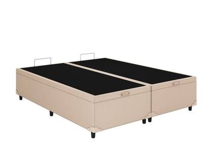 Imagem de Cama Box Baú Casal Bipartido Bege Colchão Molas Ensacadas Airtech SpringPocket 138x188 - Ortobom