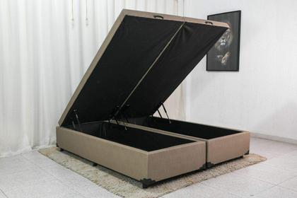 Imagem de Cama Box Baú Casal Bipartido Bege Suede 138x188
