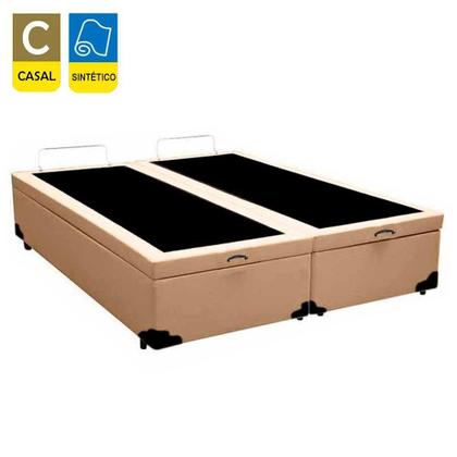 Imagem de Cama Box Baú Casal Bipartido Sintético Sereneprime Bege 138x188x44