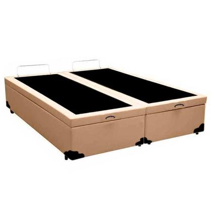 Imagem de Cama Box Baú Casal Bipartido Sintético Sereneprime Bege 138x188x44