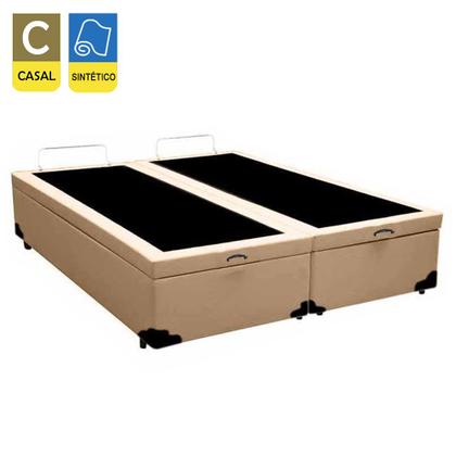 Imagem de Cama Box Baú Casal Bipartido Sintético SerenePrime Bege 138x188x44