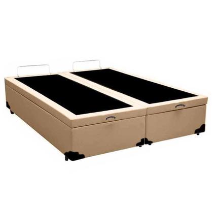 Imagem de Cama Box Baú Casal Bipartido Sintético SerenePrime Bege 138x188x44