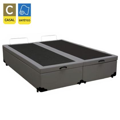 Imagem de Cama Box Baú Casal Bipartido Sintético SerenePrime Cinza 138x188x44